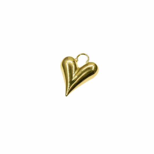 Chunky heart charm in gold, perfect for jewelry collection.